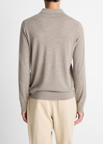 Featherweight Merino Wool-Cashmere Polo Sweater in Long Sleeve | VINCE Men