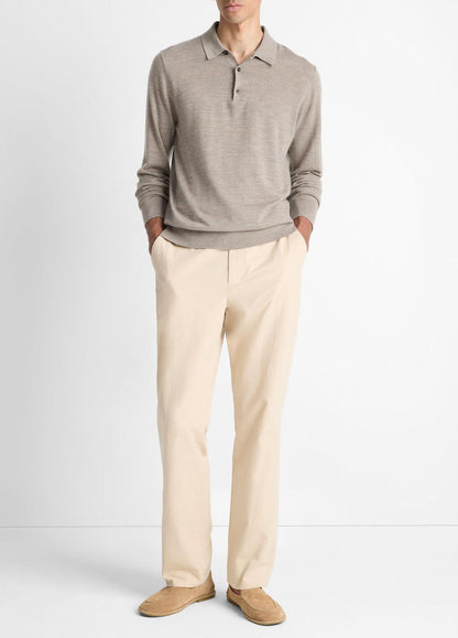 Featherweight Merino Wool-Cashmere Polo Sweater in Long Sleeve | VINCE Men