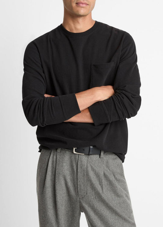 Sueded Jersey Long-Sleeve Pocket T-Shirt in Long Sleeve | VINCE Men
