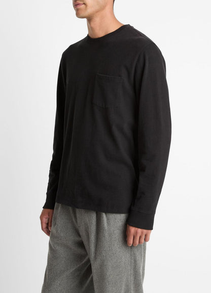 Sueded Jersey Long-Sleeve Pocket T-Shirt in Long Sleeve | VINCE Men