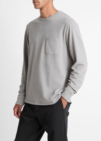 Sueded Jersey Long-Sleeve Pocket T-Shirt in Long Sleeve | VINCE Men