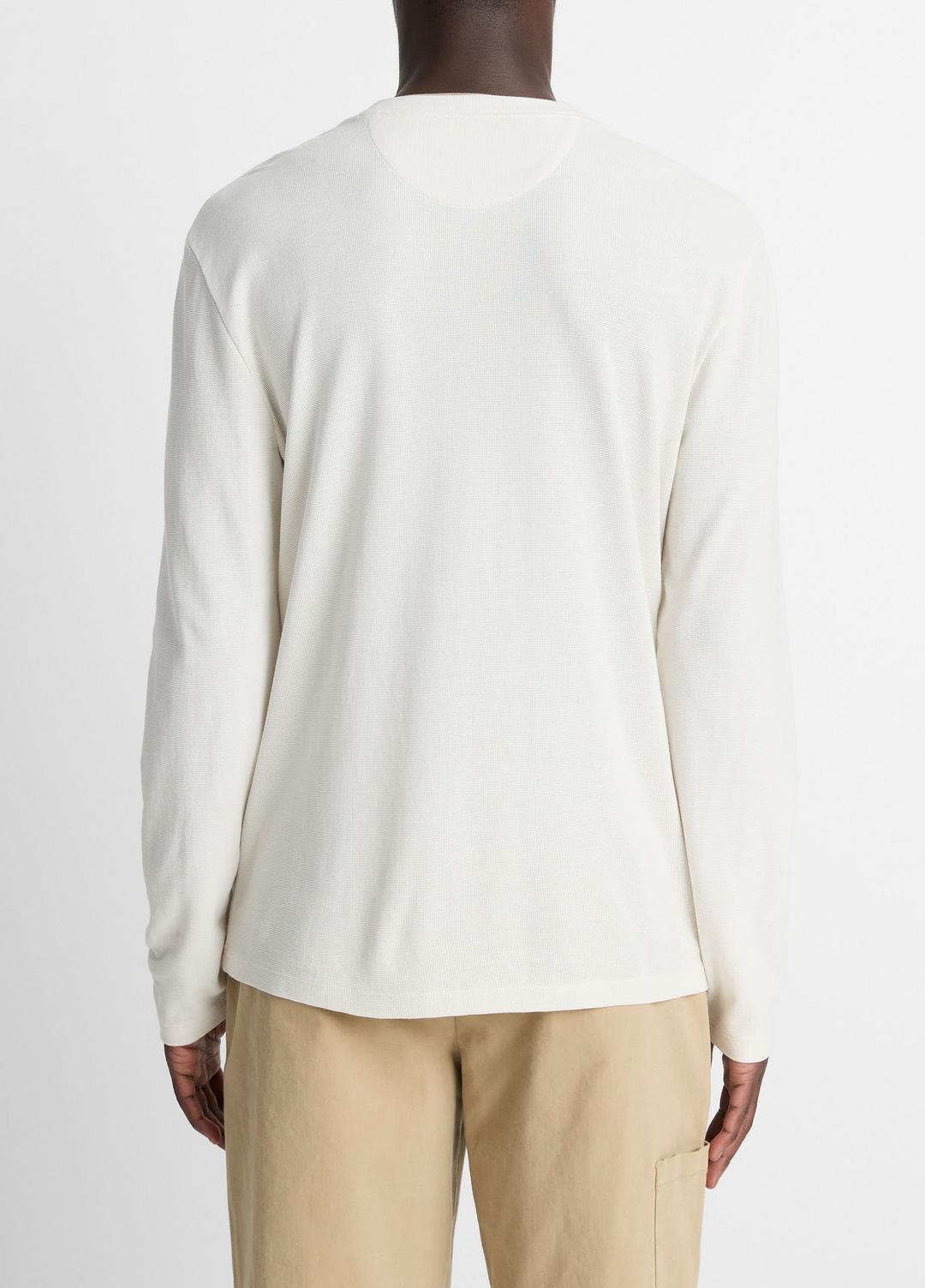 Micro-Waffle Pima Cotton Double-Collar Long-Sleeve T-Shirt in Long Sleeve | VINCE Men
