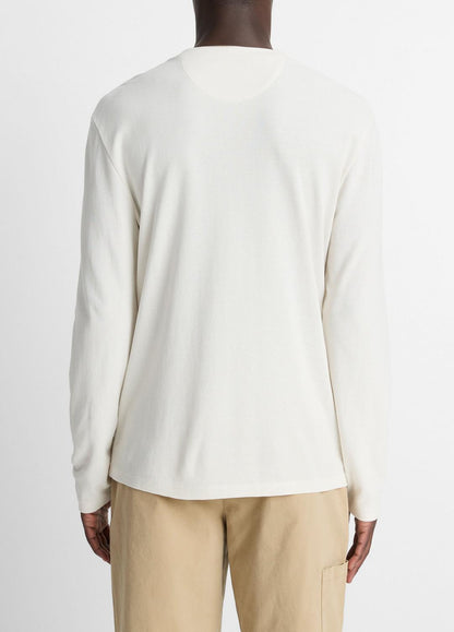 Micro-Waffle Pima Cotton Double-Collar Long-Sleeve T-Shirt in Long Sleeve | VINCE Men