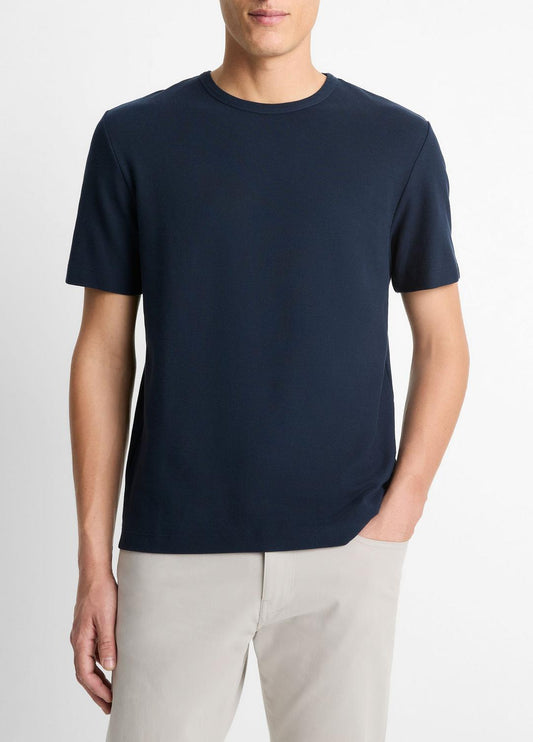 Pima Cotton Piqué Crew Neck T-Shirt in Short Sleeve | VINCE Men