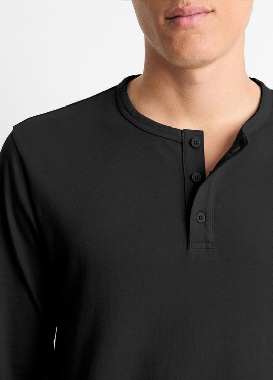 Garment Dye Cotton Long-Sleeve Henley in Henleys & Polos | VINCE Men