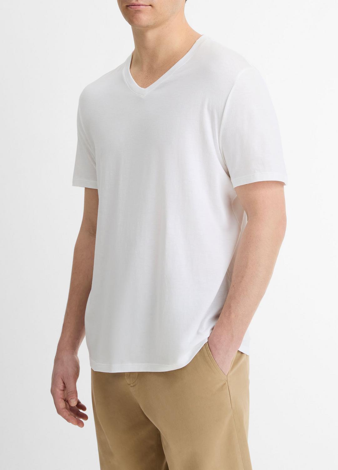 Pima Cotton V-Neck T-Shirt in Short Sleeve | VINCE Men