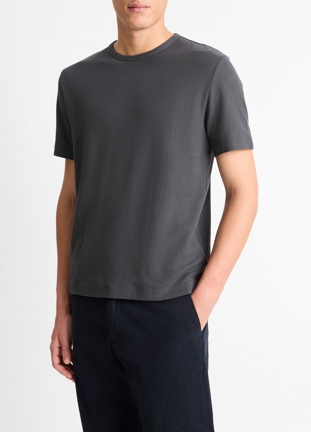 Pima Cotton Piqué Crew Neck T-Shirt in Short Sleeve | VINCE Men