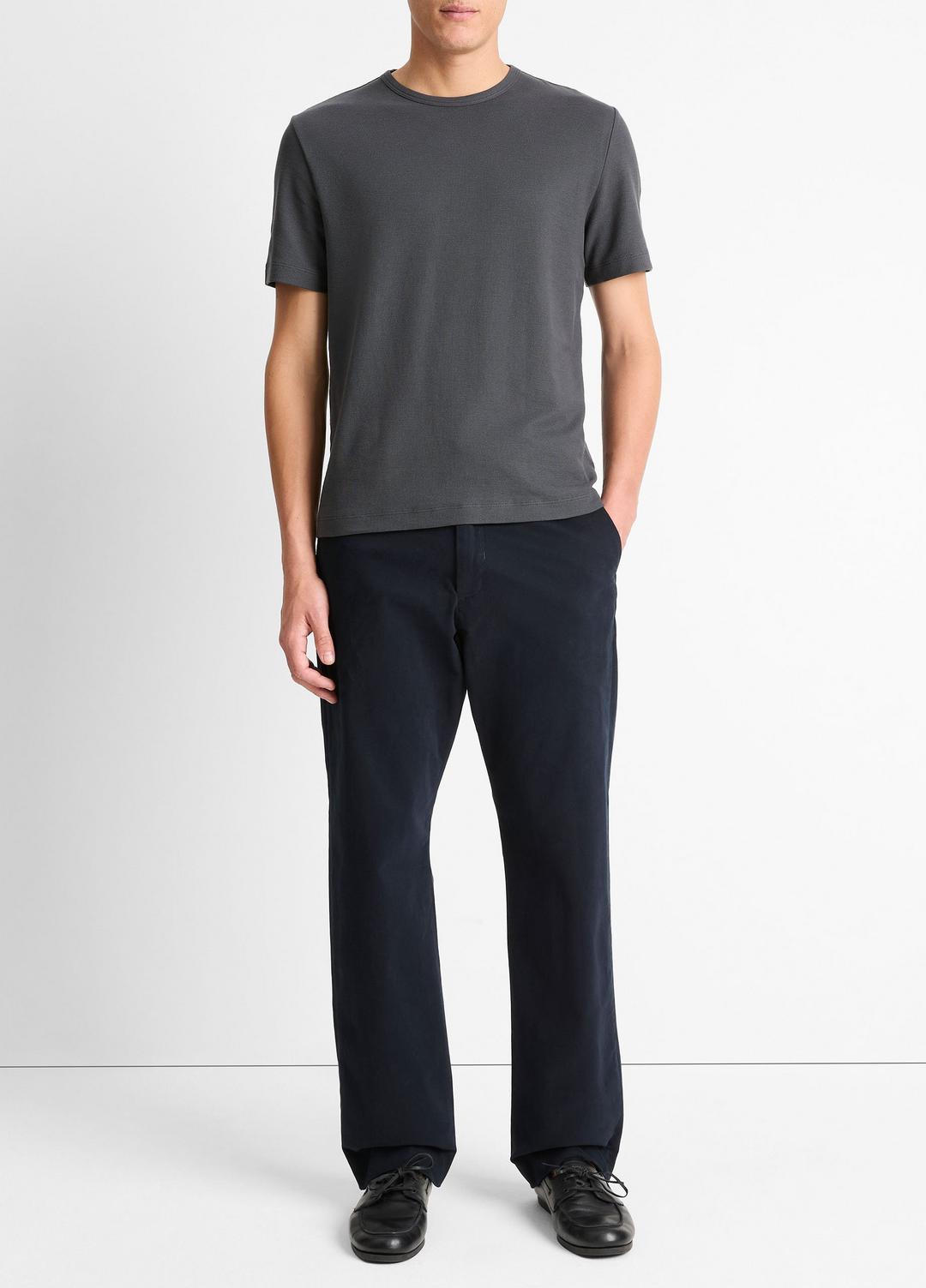 Pima Cotton Piqué Crew Neck T-Shirt in Short Sleeve | VINCE Men