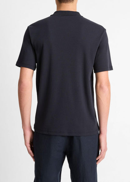 Cotton-Blend Johnny-Collar Polo Shirt in Short Sleeve | VINCE Men