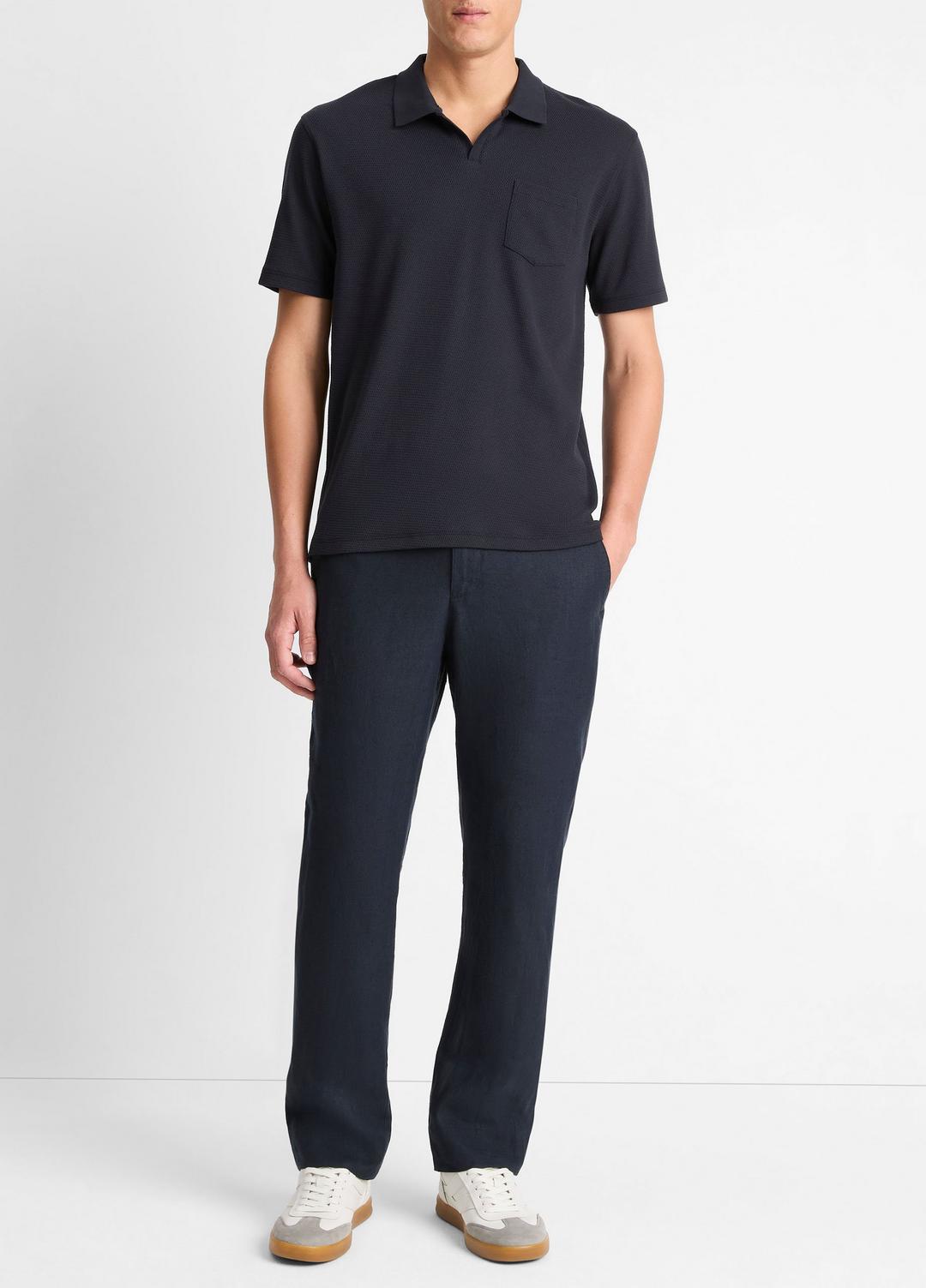 Cotton-Blend Johnny-Collar Polo Shirt in Short Sleeve | VINCE Men