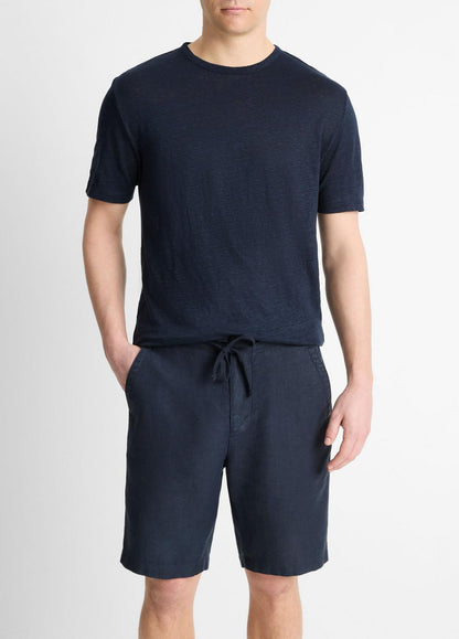 Linen Crew Neck T-Shirt in Short Sleeve | VINCE Men