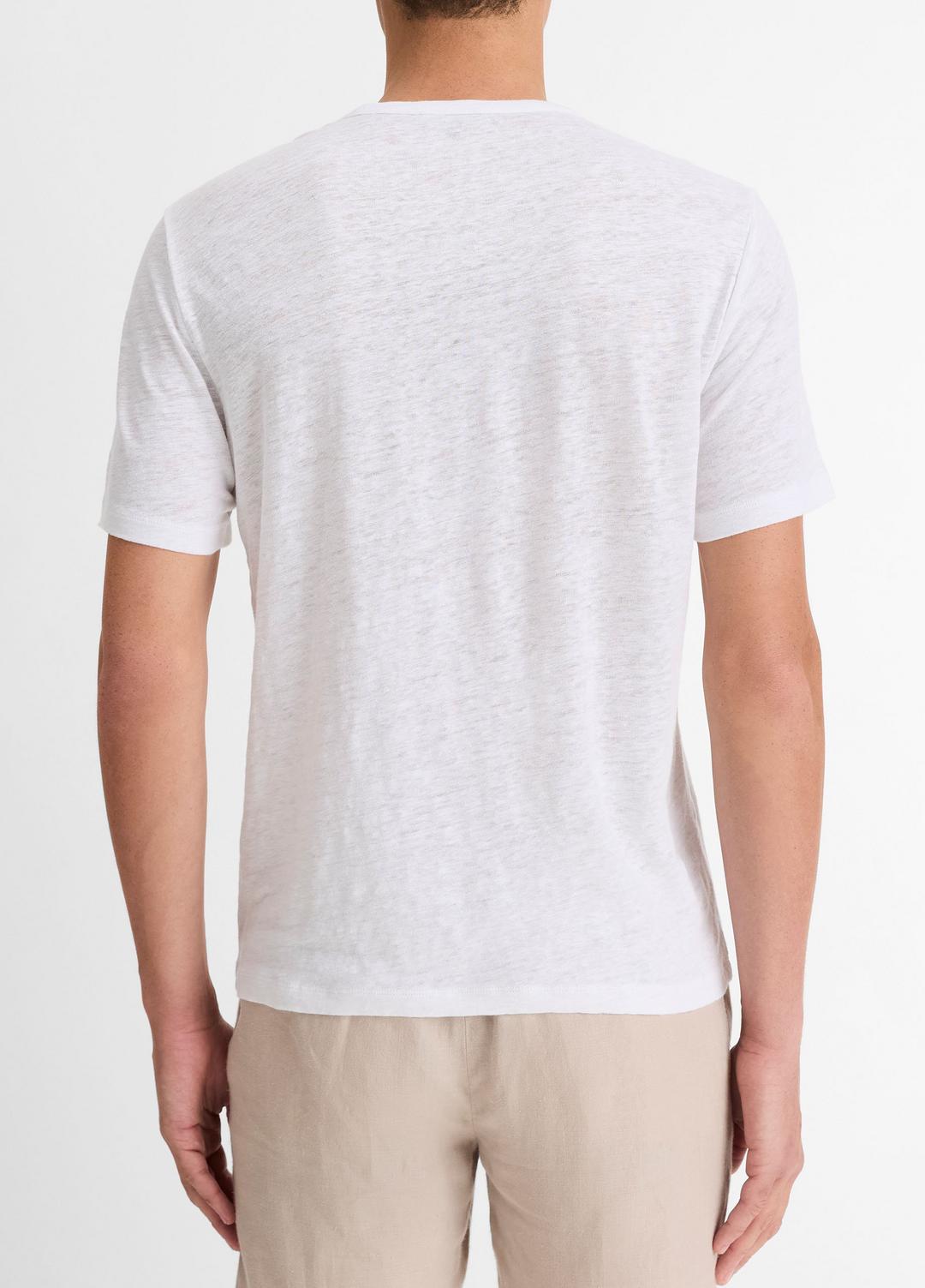 Linen Crew Neck T-Shirt in Short Sleeve | VINCE Men