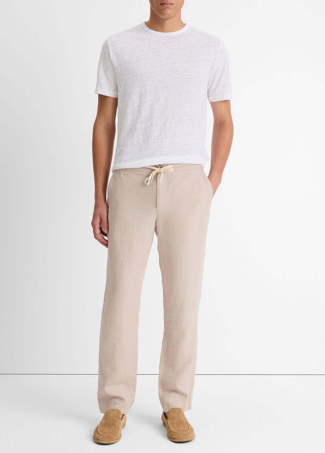Linen Crew Neck T-Shirt in Short Sleeve | VINCE Men