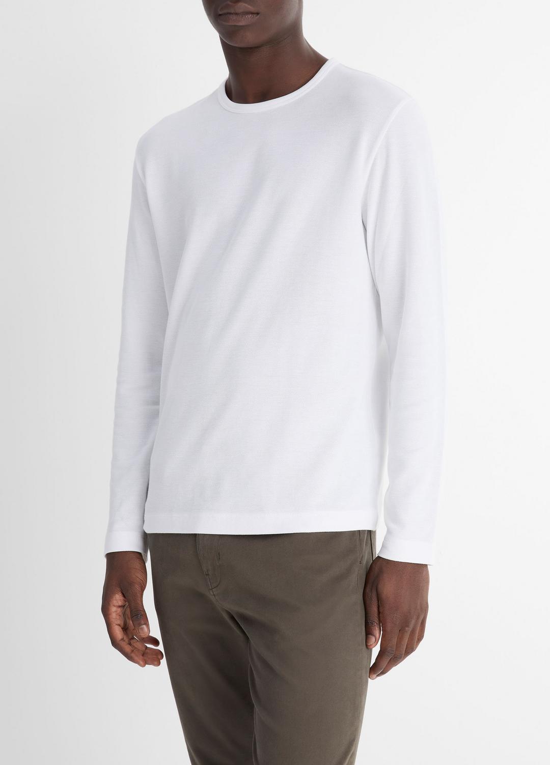 Pima Cotton Piqué Long-Sleeve T-Shirt in Long Sleeve | VINCE Men