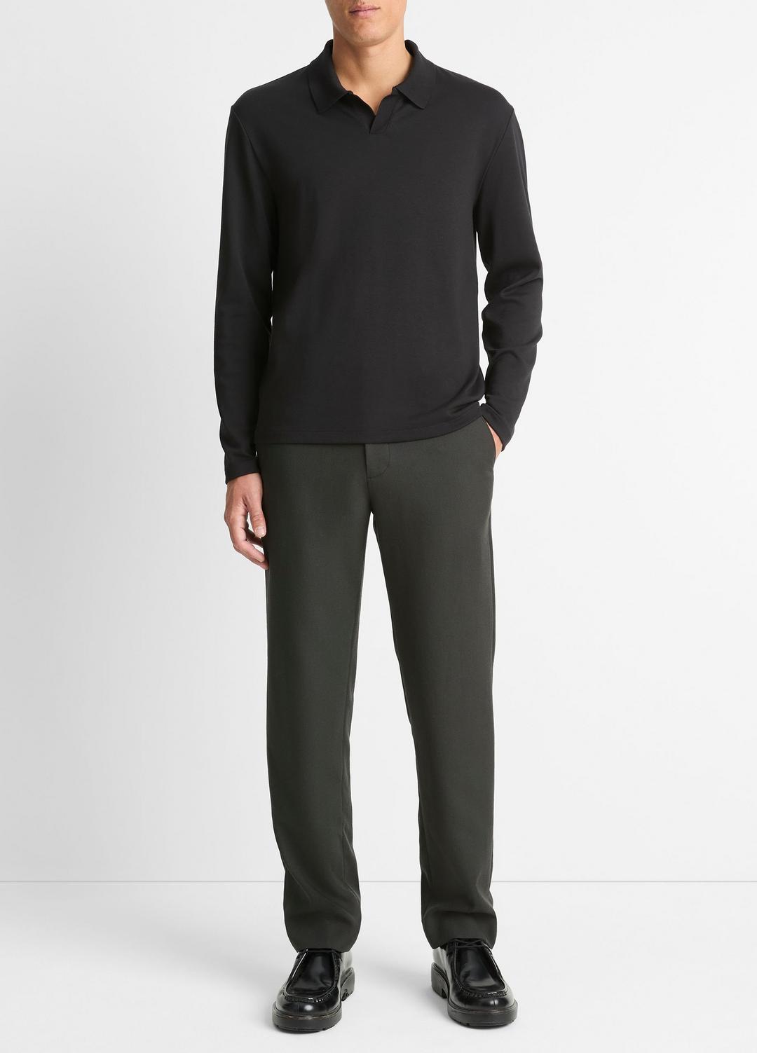 Milano Pima Cotton-Blend Johnny-Collar Shirt in Long Sleeve | VINCE Men