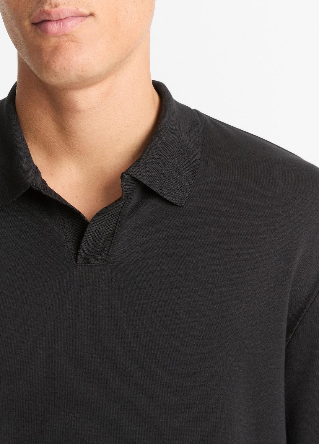 Milano Pima Cotton-Blend Johnny-Collar Shirt in Long Sleeve | VINCE Men