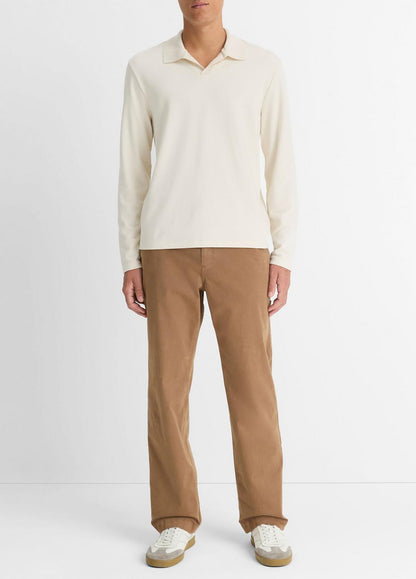 Milano Pima Cotton-Blend Johnny-Collar Shirt in Long Sleeve | VINCE Men