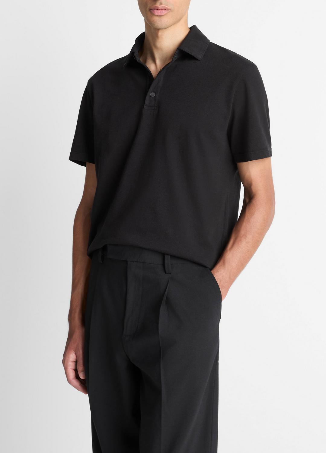Garment Dye Cotton Polo Shirt in Short Sleeve | VINCE Men