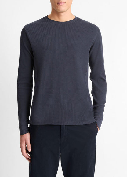 Pima Cotton-Blend Thermal Long-Sleeve Pullover in Long Sleeve | VINCE Men