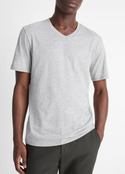 Pima Cotton V-Neck T-Shirt in Short Sleeve | VINCE Men
