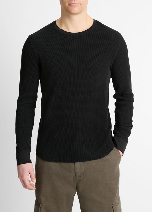 Pima Cotton-Blend Thermal Long-Sleeve Pullover in Long Sleeve | VINCE Men