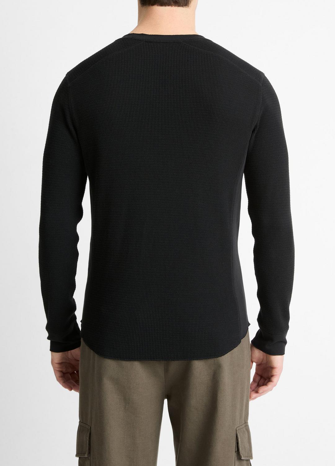 Pima Cotton-Blend Thermal Long-Sleeve Pullover in Long Sleeve | VINCE Men