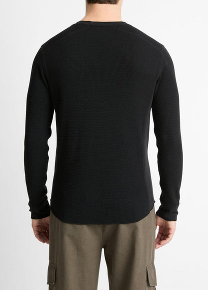 Pima Cotton-Blend Thermal Long-Sleeve Pullover in Long Sleeve | VINCE Men