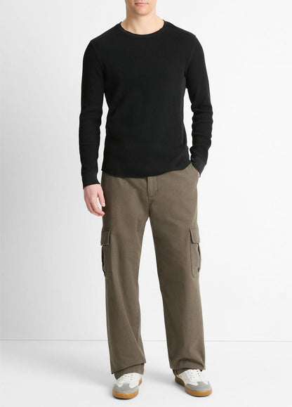 Pima Cotton-Blend Thermal Long-Sleeve Pullover in Long Sleeve | VINCE Men