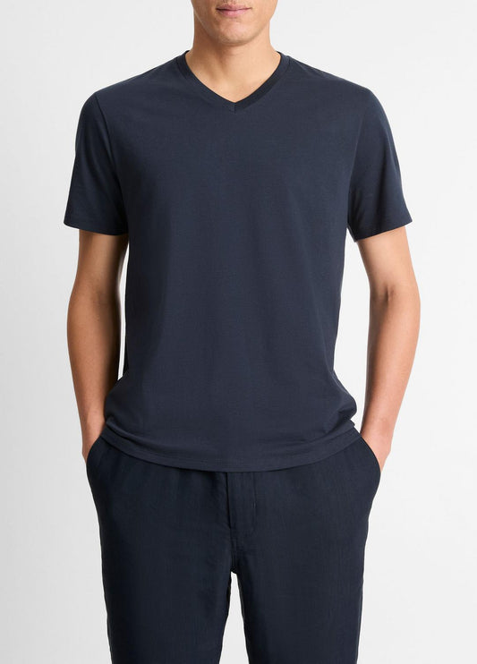 Pima Cotton V-Neck T-Shirt in Short Sleeve | VINCE Men