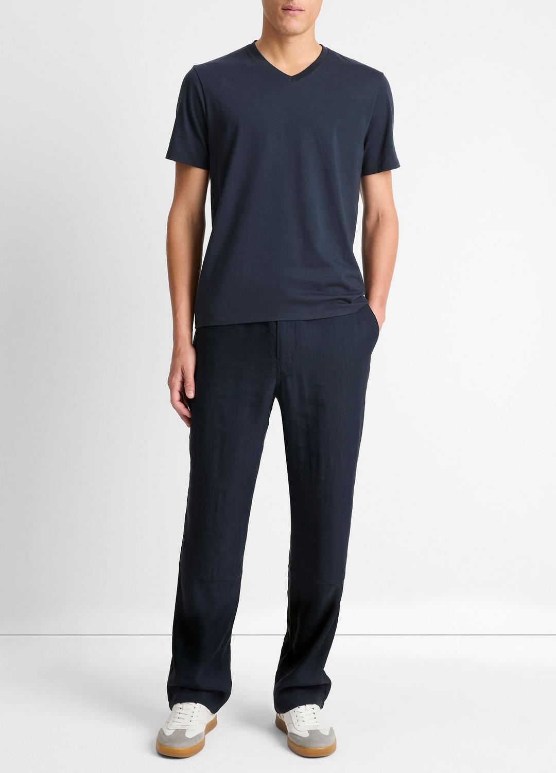 Pima Cotton V-Neck T-Shirt in Short Sleeve | VINCE Men