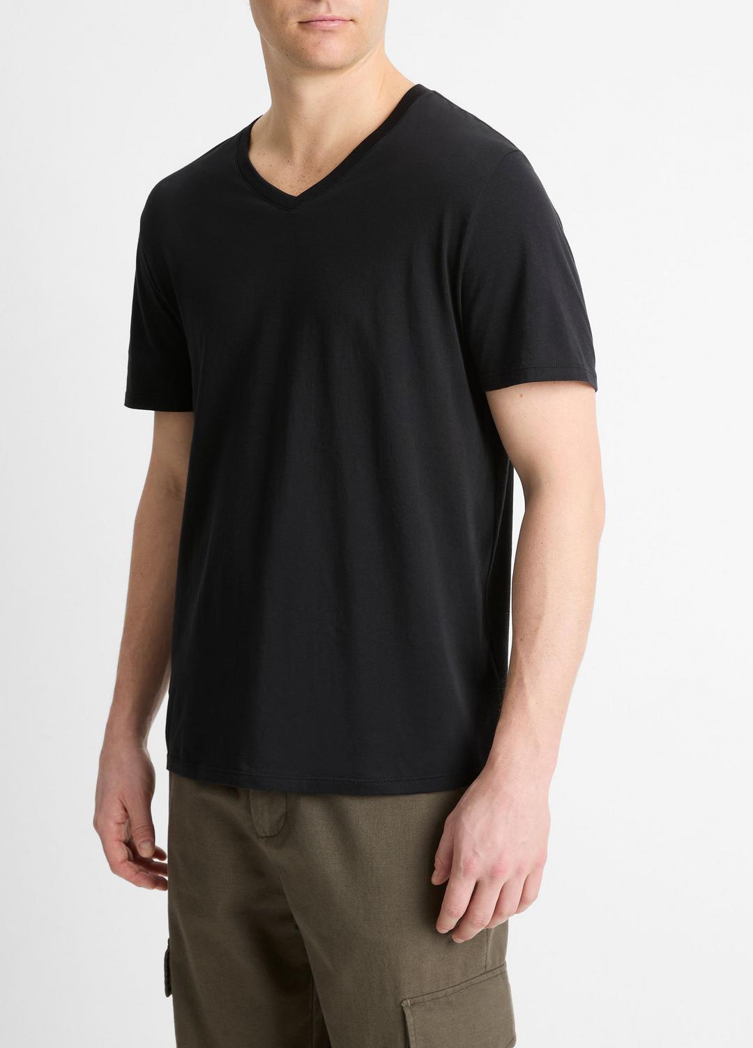 Pima Cotton V-Neck T-Shirt in Short Sleeve | VINCE Men