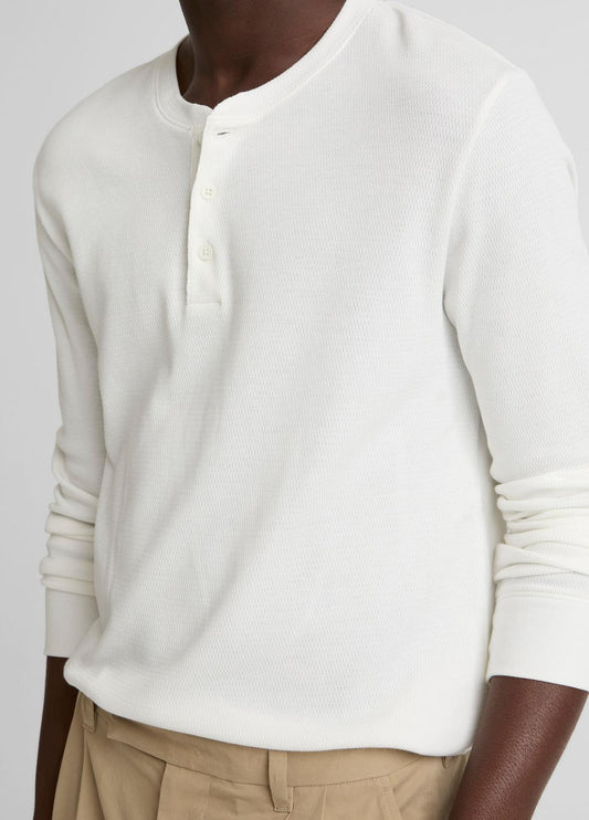 Jacquard-Rib Cotton Henley in Long Sleeve | VINCE Men