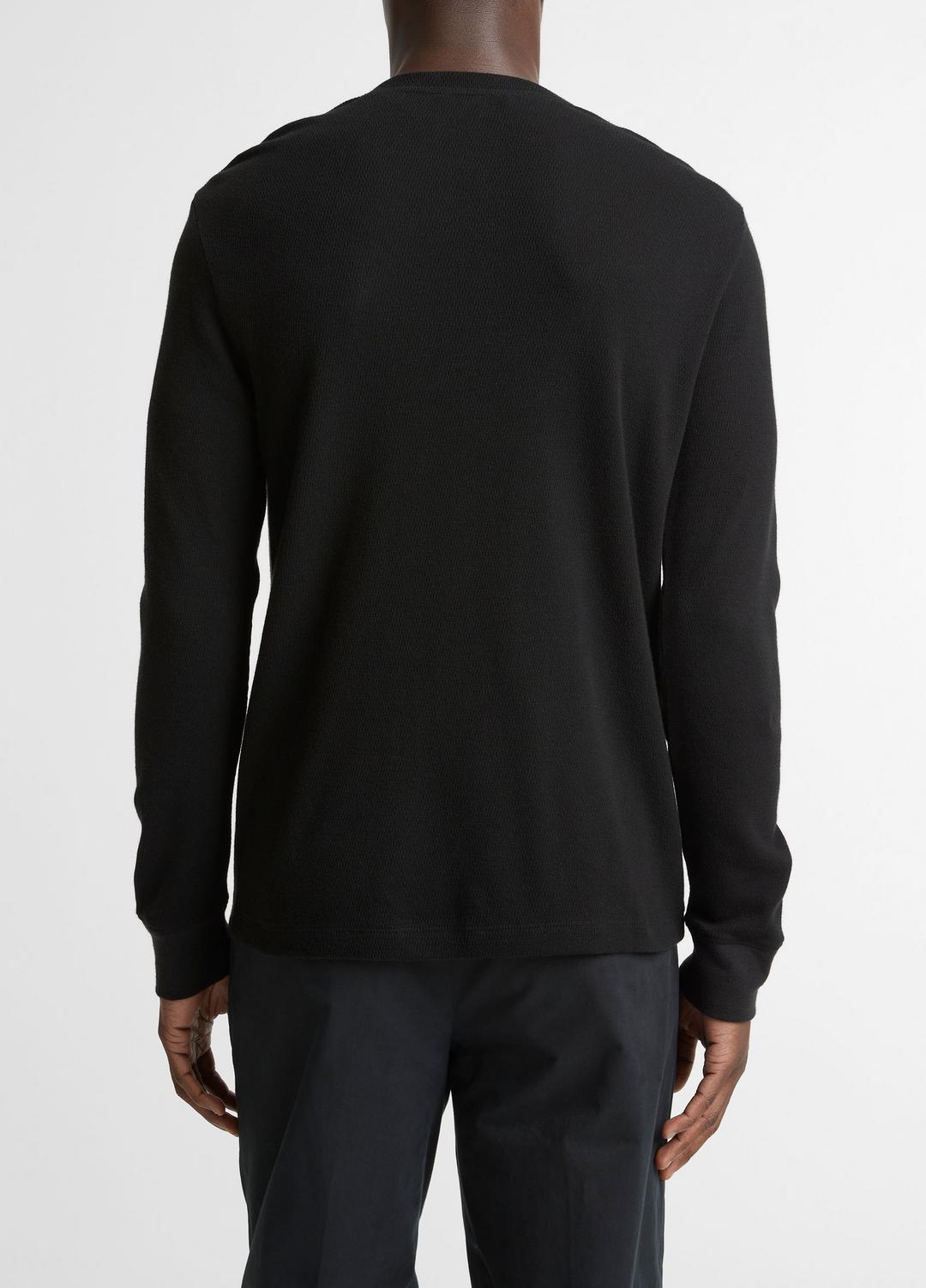 Jacquard-Rib Cotton Henley in Long Sleeve | VINCE Men