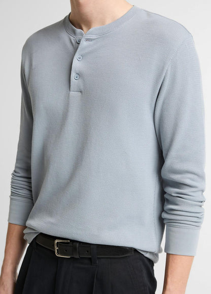 Jacquard-Rib Cotton Henley in Long Sleeve | VINCE Men