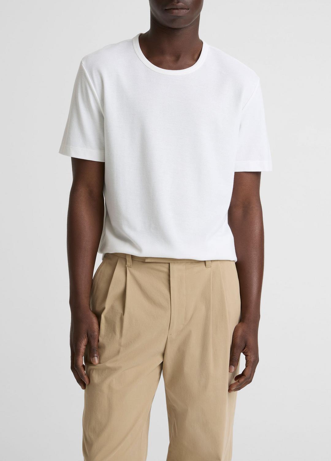 Pima Cotton Piqué Crew Neck T-Shirt in Short Sleeve | VINCE Men