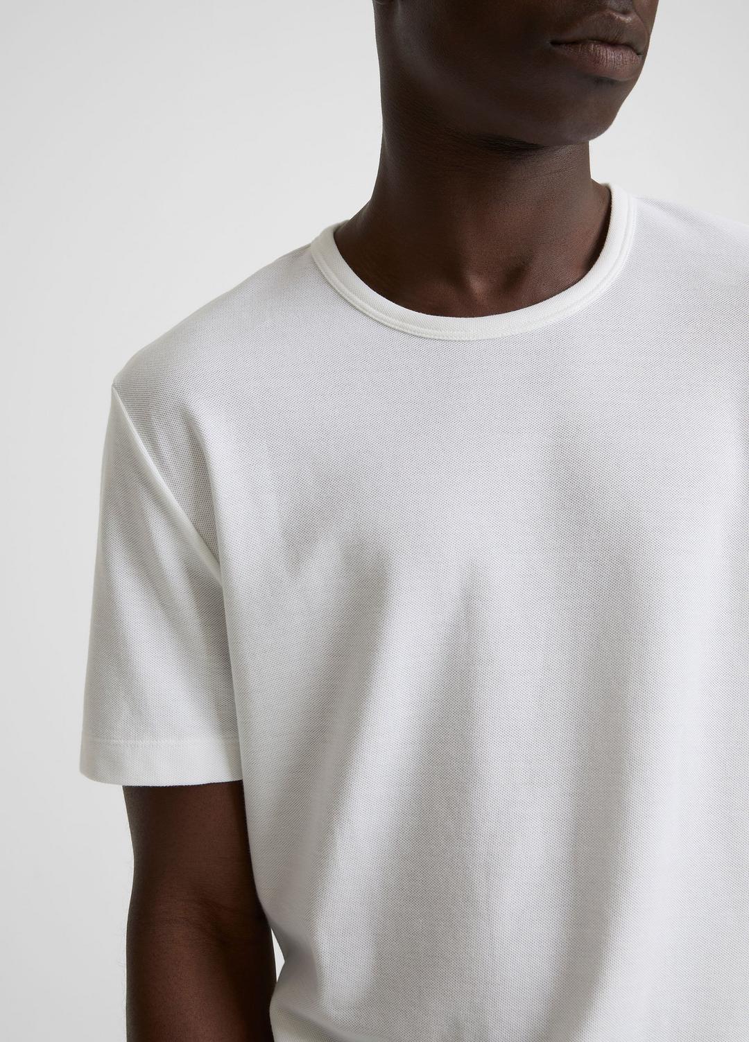 Pima Cotton Piqué Crew Neck T-Shirt in Short Sleeve | VINCE Men