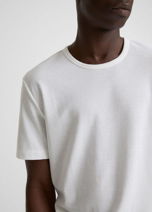 Pima Cotton Piqué Crew Neck T-Shirt in Short Sleeve | VINCE Men