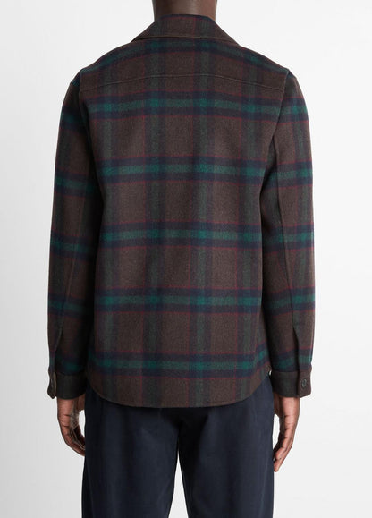 Plaid Splittable Wool-Blend Shirt Jacket in Shirt Jackets | VINCE Men