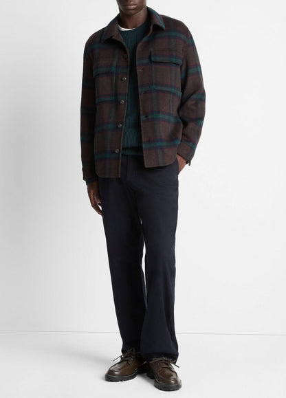 Plaid Splittable Wool-Blend Shirt Jacket in Shirt Jackets | VINCE Men