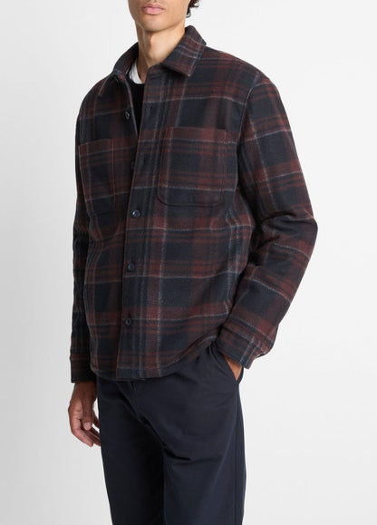 Sherpa-Lined Plaid Shirt Jacket in Shirt Jackets | VINCE Men