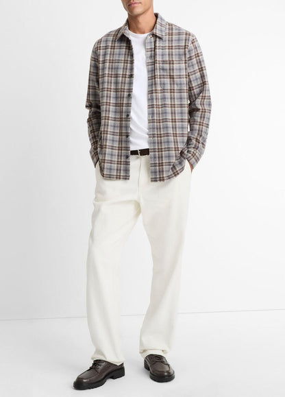Plaid Cotton-Blend Shirt Jacket in Shirt Jackets | VINCE Men