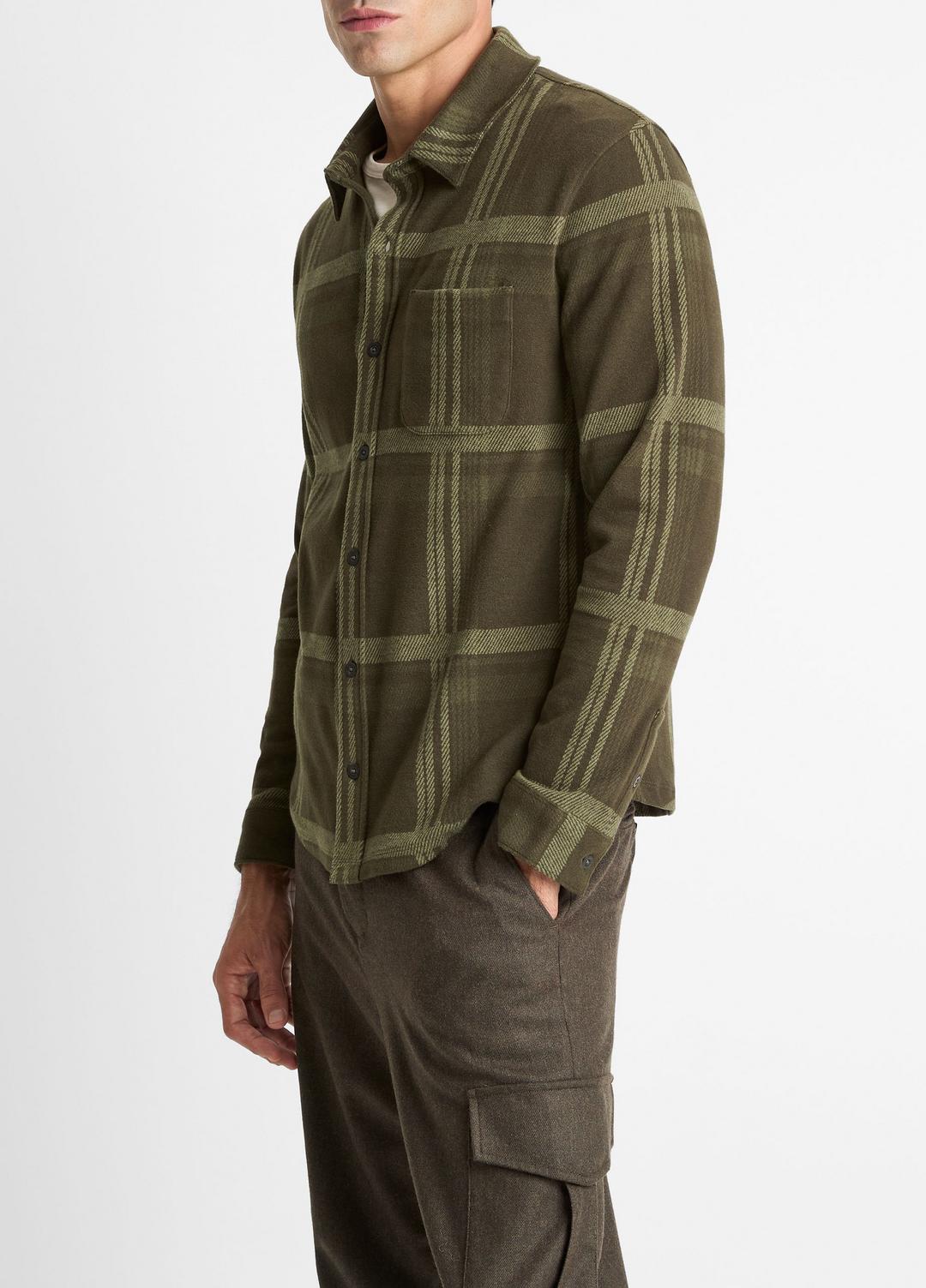 Plaid Cotton-Blend Shirt Jacket in Shirt Jackets | VINCE Men