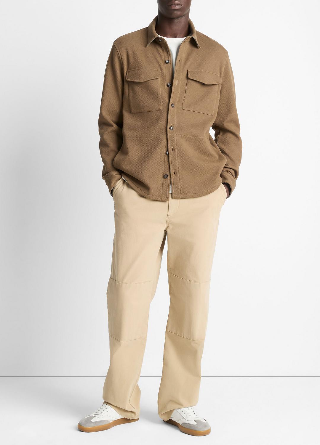 Double-Knit Cotton-Blend Piqué Shirt Jacket in Shirt Jackets | VINCE Men