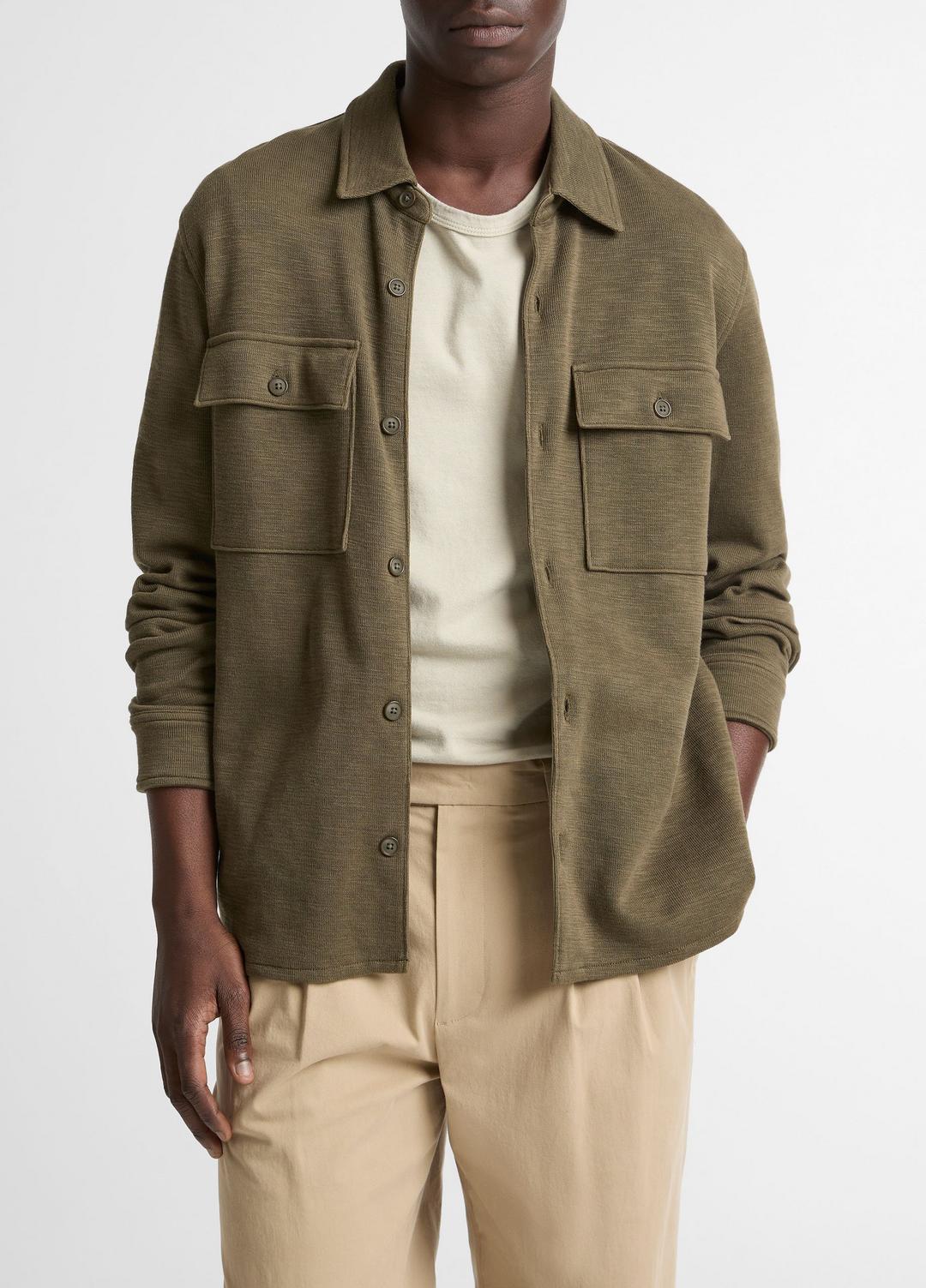 Double-Slub Cotton-Blend Shirt Jacket in Jackets | VINCE Men