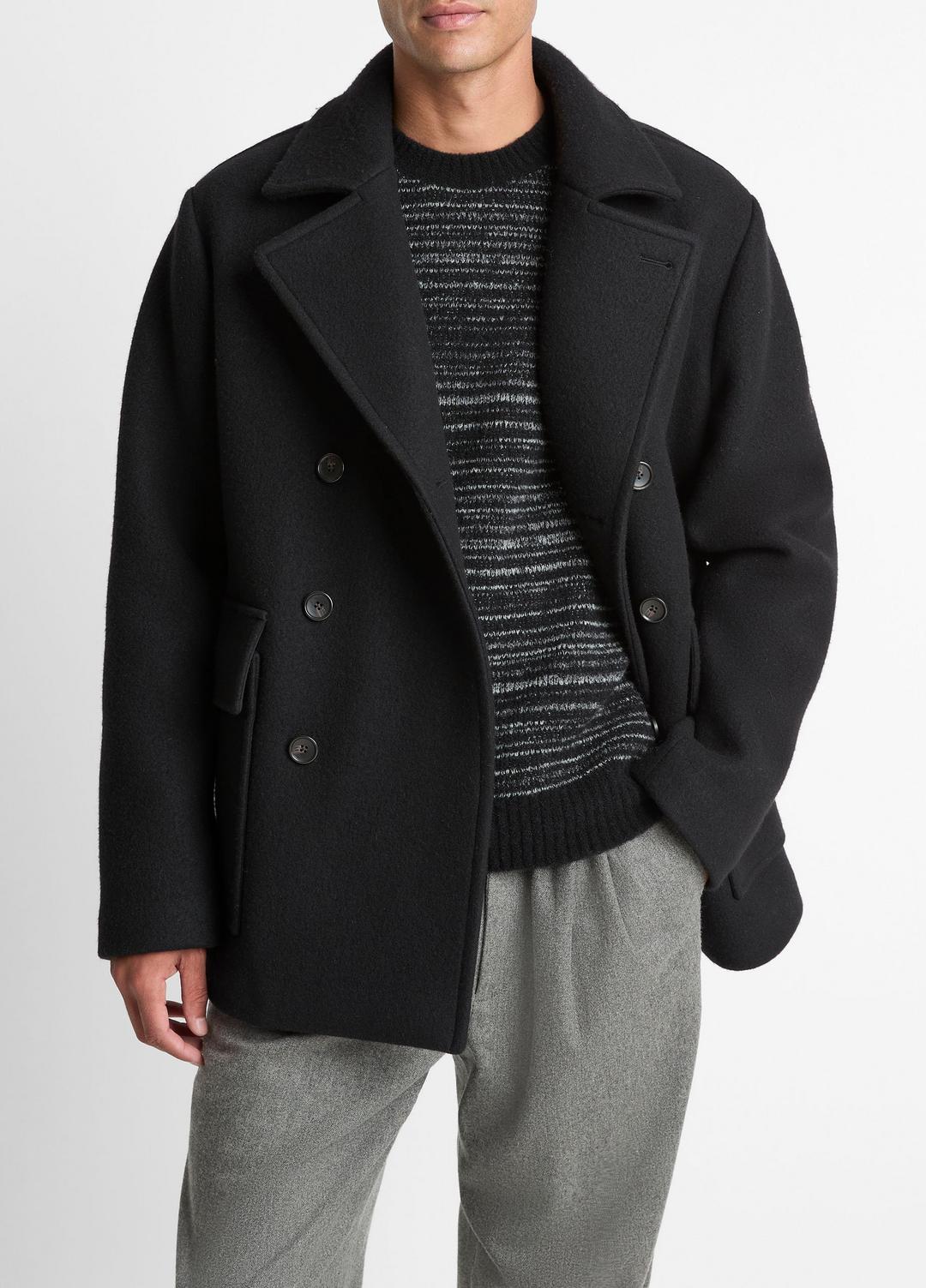 Italian Wool-Blend Peacoat in Coats | VINCE Men