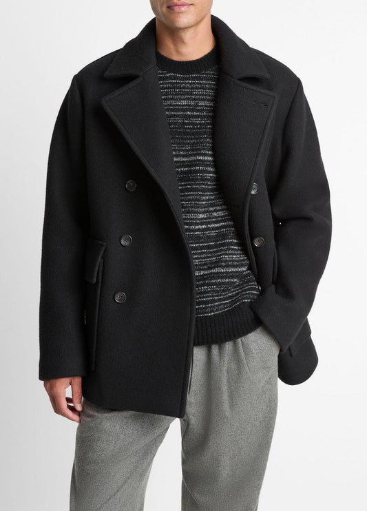 Italian Wool-Blend Peacoat in Coats | VINCE Men