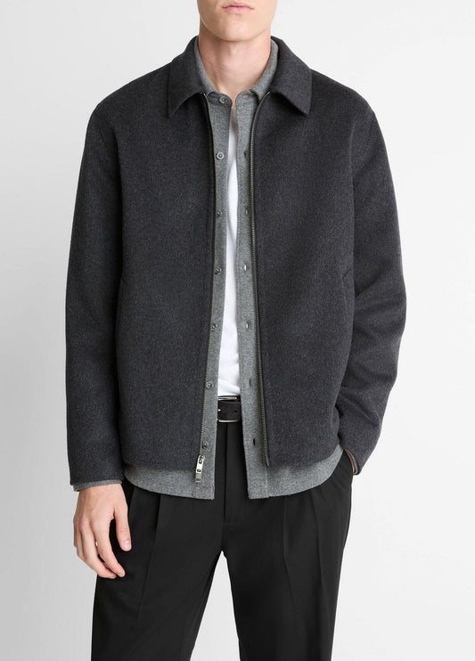 Splittable Wool-Blend Zip-Front Jacket in Jackets | VINCE Men