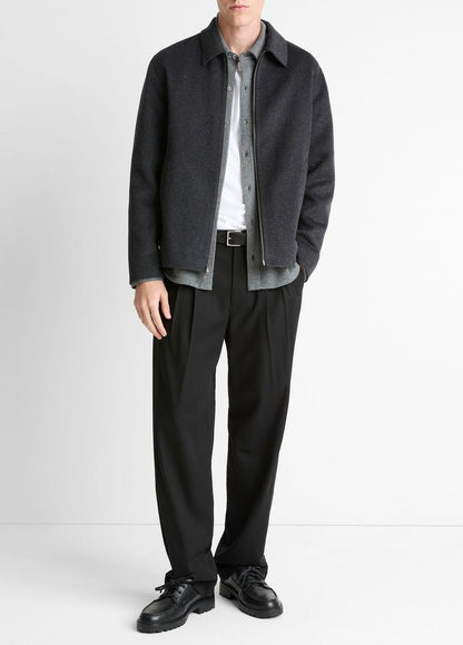 Splittable Wool-Blend Zip-Front Jacket in Jackets | VINCE Men