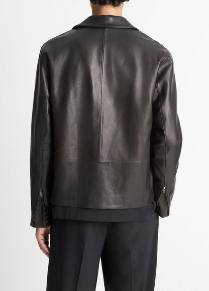 Leather Zip-Up Jacket in Leather Jackets | VINCE Men