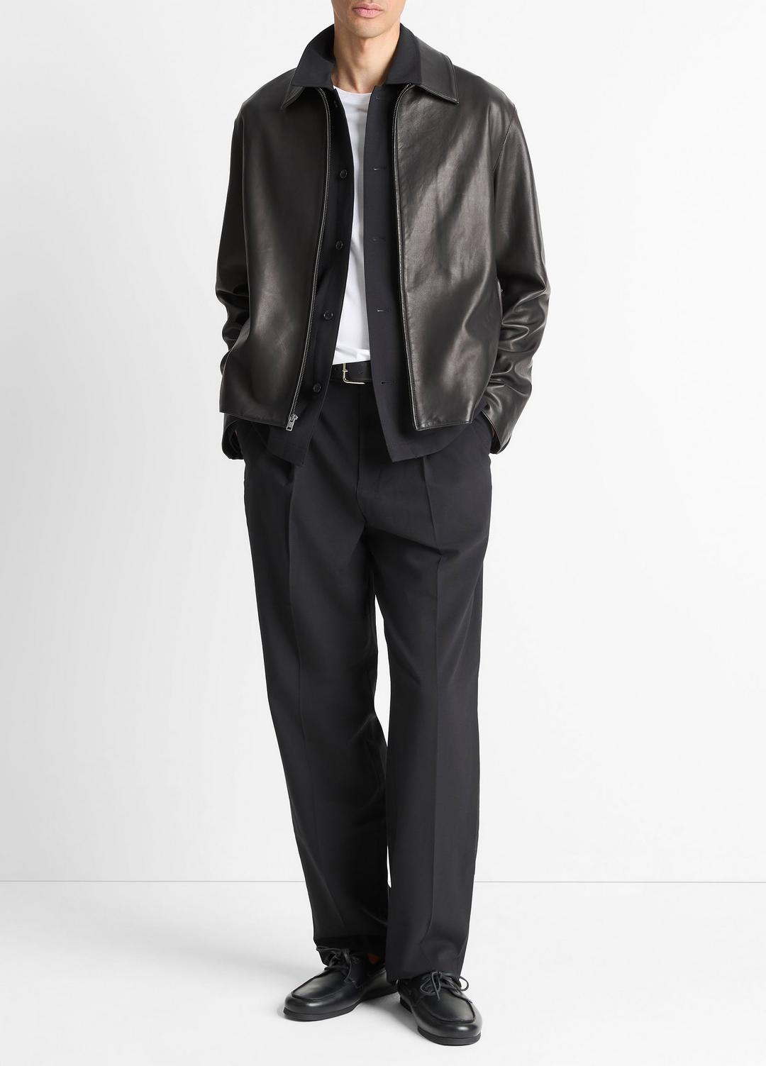 Leather Zip-Up Jacket in Leather Jackets | VINCE Men